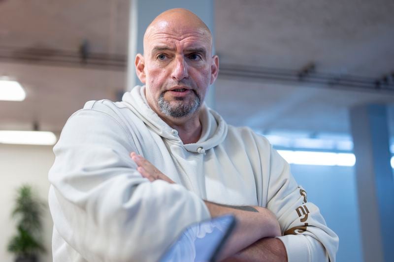 Sen. John Fetterman, D-Pa., speaks with reporters at the Capitol in Washington, Wednesday, Sept. 25, 2024. (AP Photo/J. Scott Applewhite)