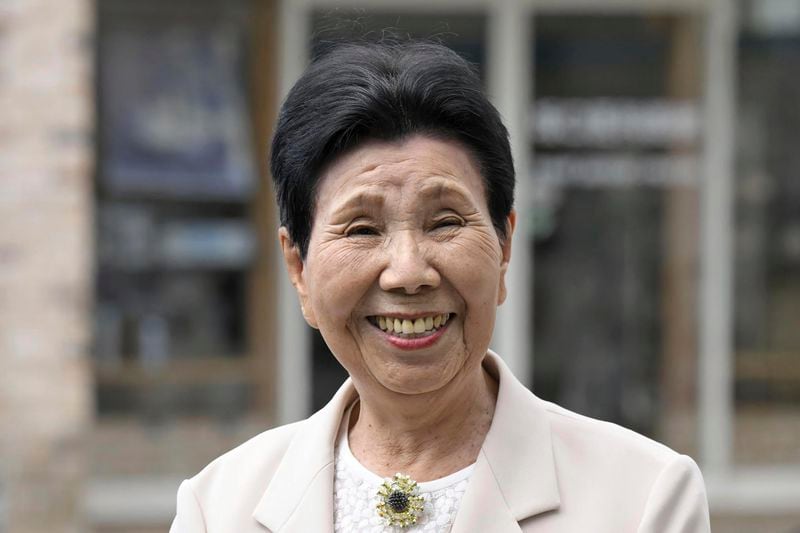 Hideko Hakamada, sister of 88-year-old former boxer Iwao Hakamada who has been on death row for nearly six decades after his murder conviction that his lawyers said was based on forced confession and fabricated evidence, speaks to journalists ahead of a retrial for a 1966 quadruple murder case, in Hamamatsu, Shizuoka prefecture, Thursday, Sept. 26, 2024. (Kyodo News via AP)