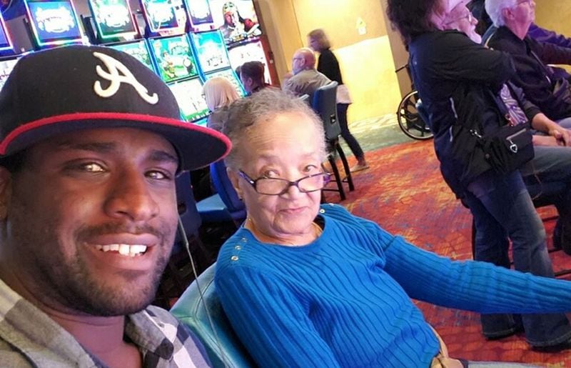 Derek Stevenson and his grandmother, Marilyn Stevenson, on a day outing. Derek Stevenson, a referee and umpire, has volunteered to help older residents in his community. He said he did so because he hopes if his grandmother, who lives with his aunt, were alone, someone would do the same for her. CONTRIBUTED