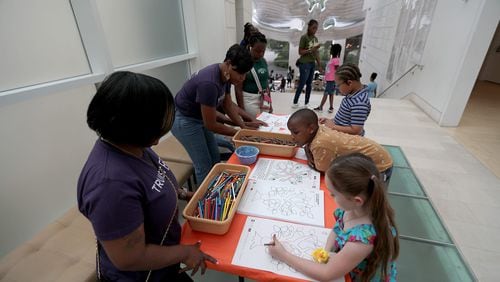 Children participate in art activities on Saturday, June 10, 2023 during the Juneteenth Free Family Day at the Jepson Center for the Arts. (Photo Courtesy of Richard Burkhart/Savannah Morning News)