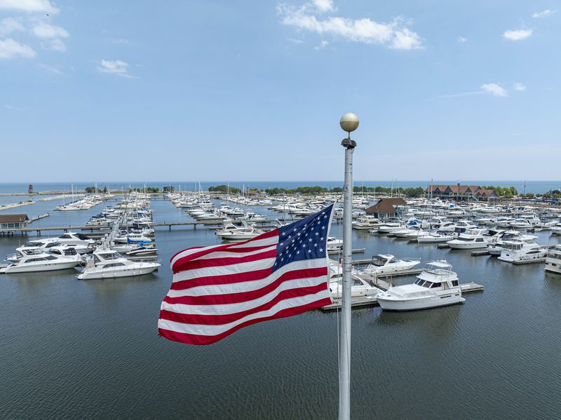 A general view of the marina Wednesday, June 19, 2024, in Racine, Wis. (AP Photo/Jeffrey Phelps)