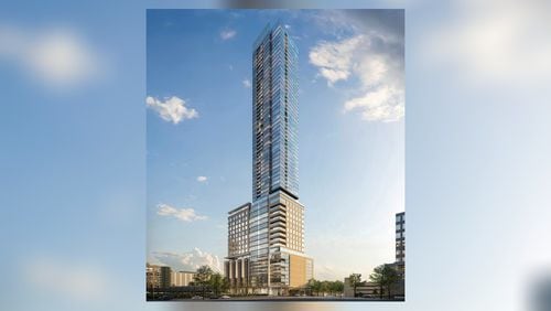 This is a rendering of Rockefeller Group's planned 60-story tower at 1072 West Peachtree St. in Midtown.