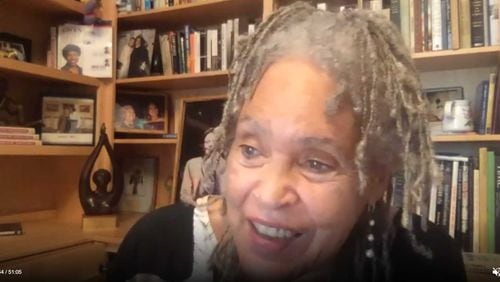 Charlayne Hunter-Gault talks during a Zoom interview with The Atlanta Journal-Constitution about her experiences as one of the first two Black students to enroll at the University of Georgia in January 1961 from her home in Florida on Jan. 6, 2021.