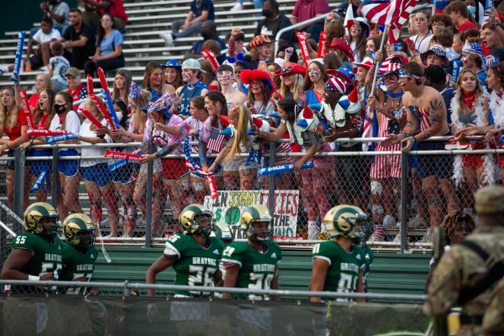Grayson students cheer during a GHSA high school football game between Grayson High School and Archer High School at Grayson High School in Loganville, GA., on Friday, Sept. 10, 2021. (Photo/Jenn Finch)