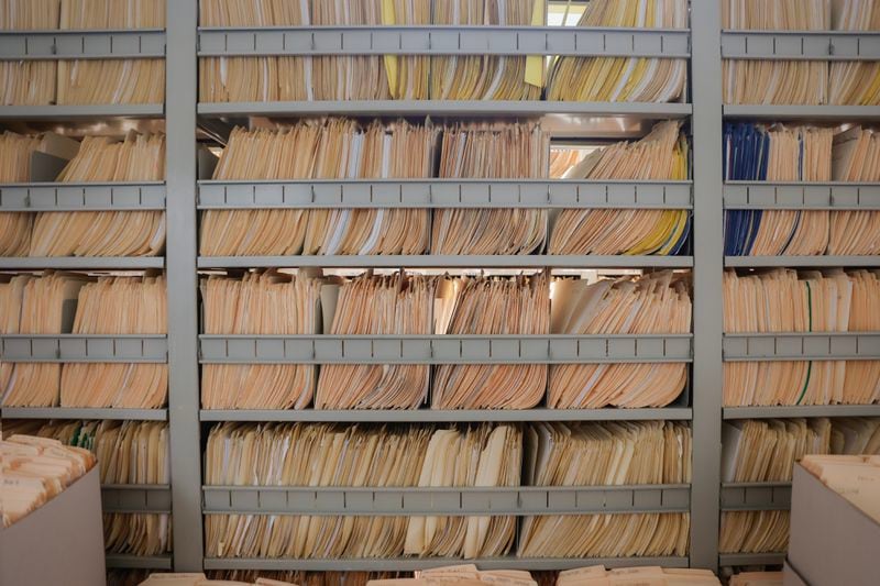Views of the classification room at Fulton County Jail on Thursday, March 30, 2023. The room holds the paper files of every former inmates. (Natrice Miller/ natrice.miller@ajc.com)