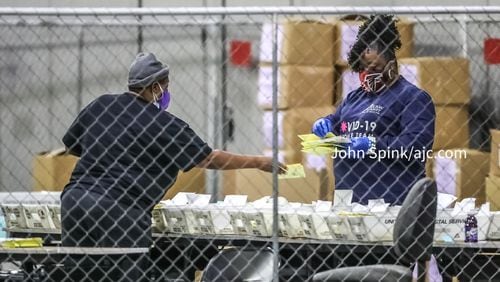 Fulton County election ballot count on Wednesday morning, Jan. 6, 2021. (AJC file photo)