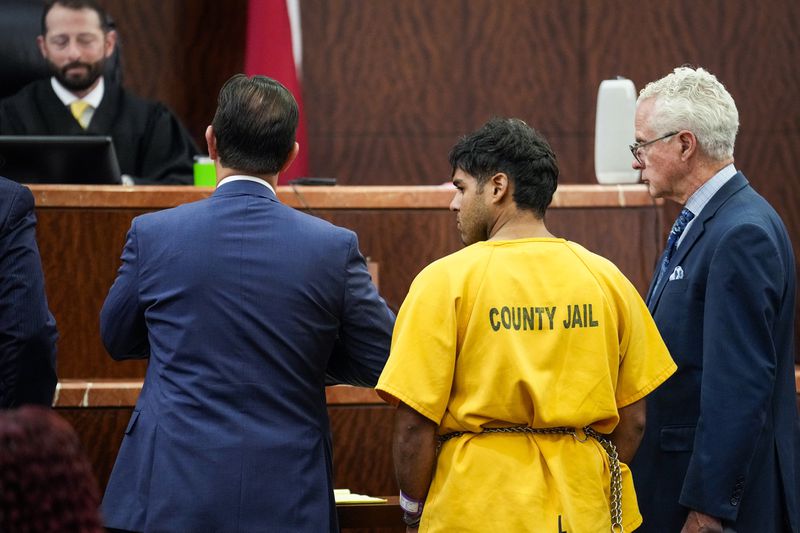 Johan Jose Rangel-Martinez, one of the two men accused of killing 12-year-old Jocelyn Nungaray, turns to leave the courtroom on Tuesday, June 25, 2024 in Houston. Capital murder charges have been filed against Johan Jose Rangel Martinez and Franklin Jose Pena Ramos, in the strangulation death of the 12-year-old. (Brett Coomer/Houston Chronicle via AP)
