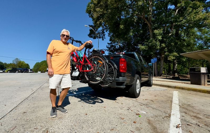 Chris Formanczyk, a wintertime resident of the St. Petersburg area, stopped at a rest area near Macon on Monday, Oct. 7, after he evacuated his home ahead of Hurricane Milton's arrival.