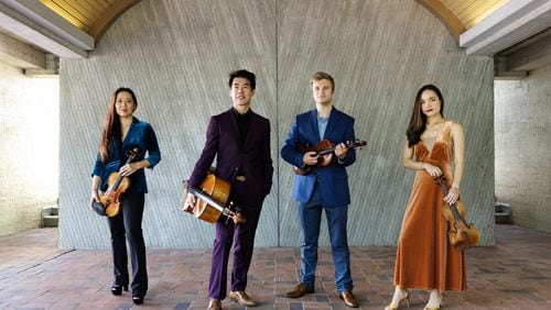 The new Vega Quartet -- Jessica Shuang Wu ((from left), Guang Wang, Joseph Skerik and Emily Daggatt Smith -- performs at the First Presbyterian Church of Atlanta and St. Luke's Episcopal Church. (Photo by Fernando Decillis)