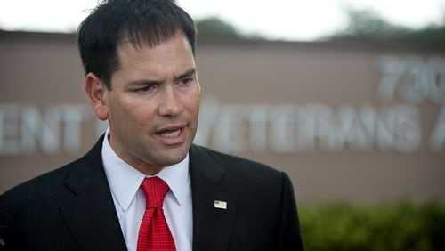 Senator Marco Rubio holds a press conference after touring the West Palm Beach VA Medical Center on Friday, June 13, 2014 in Riviera Beach. (Madeline Gray / The Palm Beach Post)
