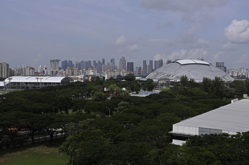 A general view of the 55,000-seat National Stadium which will be the venue for a public mass lead by Pope Francis in Singapore, Sunday, Sept. 8, 2024. (AP Photo/Suhaimi Abdullah)