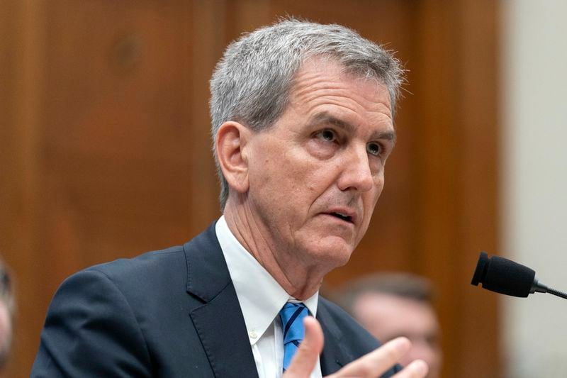 FAA Administrator Mike Whitaker testifies before the House Committee on Transportation and Infrastructure Subcommittee on Aviation hearing, Tuesday, Sept. 24, 2024, on Capitol Hill in Washington. (AP Photo/Jose Luis Magana)