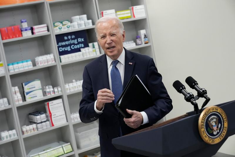 FILE - President Joe Biden leaves after speaking about prescription drug costs at the National Institutes of Health in Bethesda, Md., Dec. 14, 2023. (AP Photo/Andrew Harnik, File)