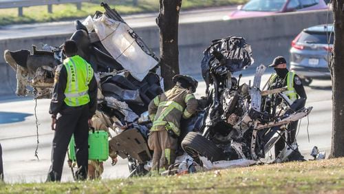 A driver was thrown from his car during a horrific crash that closed part of I-285 in DeKalb County during Monday’s morning commute.