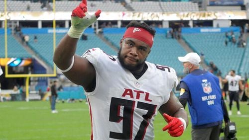 The Falcons agreed to a three-year contract extension with defensive tackle Grady Jarrett on Tuesday, according to a person familiar with the negotiations. (AP photo)