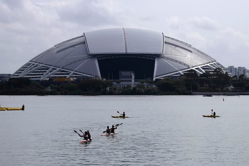 A general view of the 55,000-seat National Stadium which will be the venue for a public mass lead by Pope Francis in Singapore, Sunday, Sept. 8, 2024. (AP Photo/Suhaimi Abdullah)