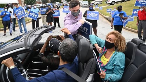 Democratic U.S. Senate candidate Jon Ossoff has only recently begun holding in-person campaign events because of the coronavirus. Mostly, he's had to work out of his Grant Park home. Hyosub Shin / Hyosub.Shin@ajc.com)