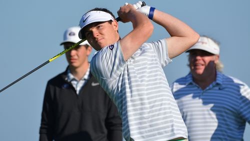 Trevor Phillips shot a three-under 69 at the Dogwood Invitational Friday afternoon. He is tied for 29th and will advance to the final round Saturday. (Photo by Steven Colquitt/University of Georgia)