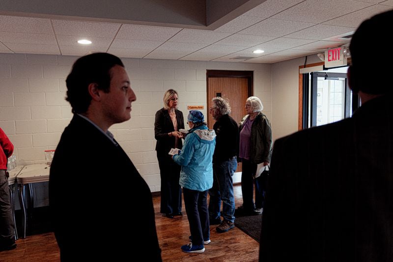 Residents gather inside the town hall in Woodruff, Wis., on Thursday, June 6, 2024, ahead of a Keep Our Republic event. The group is trying to restore faith in elections. (Photo by Donovan Johnson/News21)