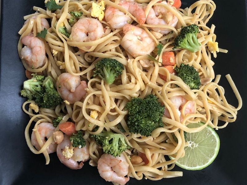 You have some flexibility with what goes into Pantry Pad Thai. The pictured version includes shrimp, broccoli and carrots. CONTRIBUTED BY KELLIE HYNES