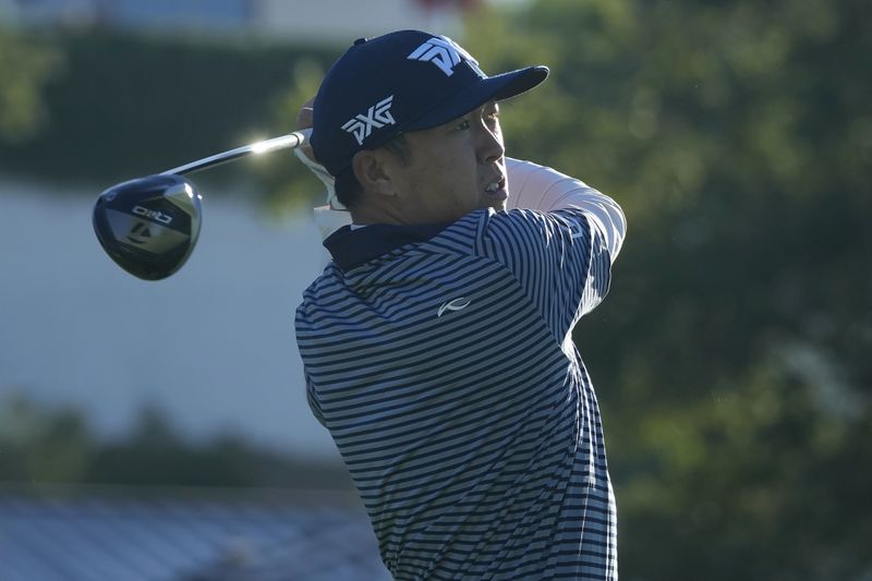 David Lipsky hits from the sixth tee during the first round of the Procore Championship PGA golf tournament at the Silverado Resort North Course in Napa, Calif., Thursday, Sept. 12, 2024. (AP Photo/Jeff Chiu)