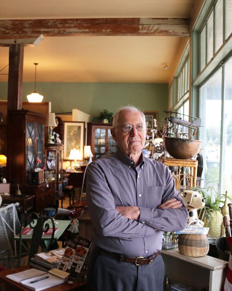 Former Mayor Eddie Wade looks out the window of Maridean’s Marketplace, his tenant on Main Street in Parrott.