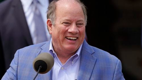 FILE - Detroit Mayor Mike Duggan is seen during a bill signing ceremony, July 20, 2022, in Detroit. (AP Photo/Carlos Osorio, File)