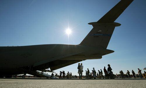 Atlanta Falcons visit Dobbins Air Force Base in Marietta