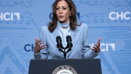 Democratic presidential nominee Vice President Kamala Harris speaks at the Congressional Hispanic Caucus Institute (CHCI) Leadership Conference, at the Ronald Reagan Building in Washington, Wednesday, Sept. 18, 2024. (AP Photo/Jose Luis Magana)