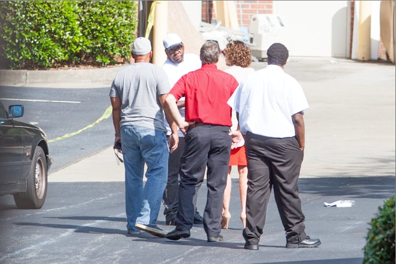 Singer Bobby Brown greets loved ones at the hospice where his daughter Bobbi Kristina has been taken. Photo: Atlanta Filming