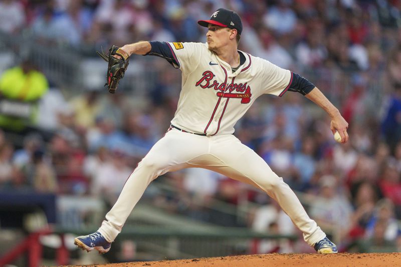 Atlanta Braves pitcher Max Fried throws in the fourth inning of a baseball game against the Philadelphia Phillies, Wednesday, Aug. 21, 2024, in Atlanta. (AP Photo/Jason Allen)