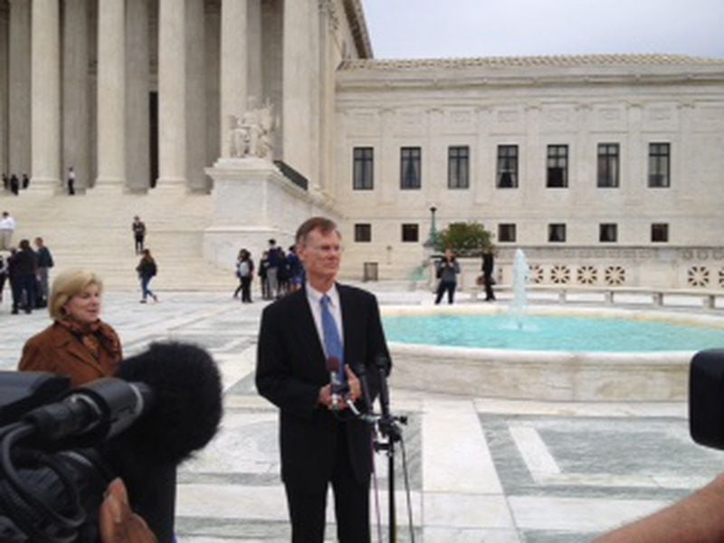 Stephen Bright outside the U.S. Supreme Court after arguing a case in November 2015. (Bill Rankin / AJC file)