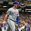 New York Mets' Pete Alonso reacts after hitting a three-run home run during the ninth inning of Game 3 of a National League wild card baseball game against the Milwaukee Brewers Thursday, Oct. 3, 2024, in Milwaukee. (AP Photo/Morry Gash)