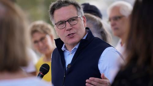 Pennsylvania Republican Senate candidate Dave McCormick speaks during a campaign event in Steelton, Pa., Thursday, Sept. 12, 2024. (AP Photo/Matt Rourke)