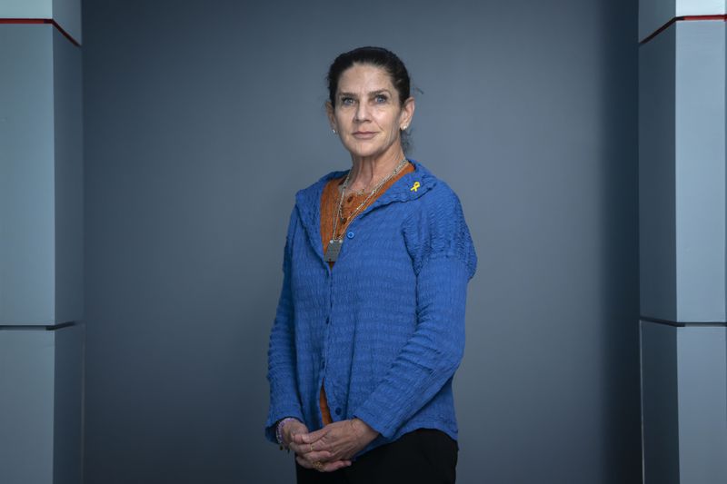 Liz Hirsh Naftali, of New York, whose great niece Abigail Eden, 4, was released by Hamas at the end of November 2023, after being kidnapped into Gaza, poses for a portrait after an Associated Press interview with families of Americans being held hostage in Gaza, Wednesday, June 5, 2024, in Washington. (AP Photo/Jacquelyn Martin)