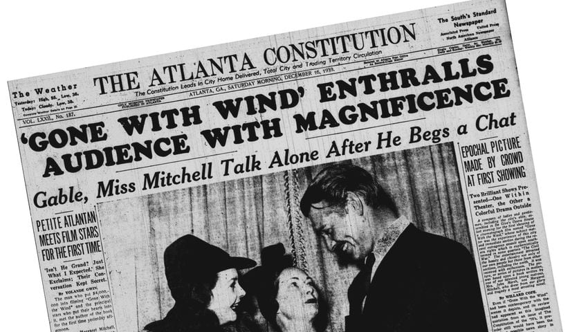 Gone With the Wind premiere - Coverage and 1939 front page from