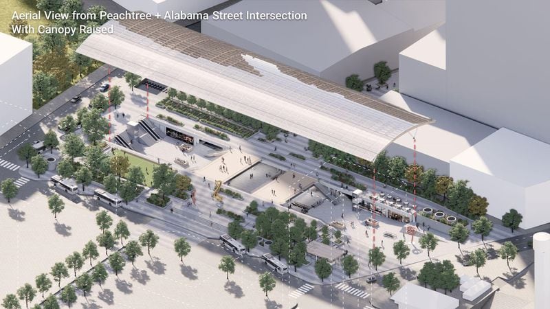 MARTA plans to install a new translucent roof and add green space at Five Points station, its downtown transit hub.