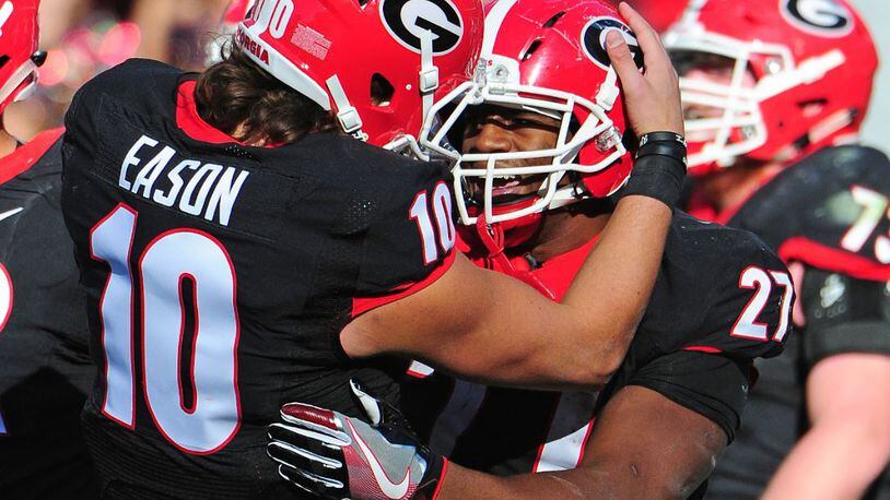 Georgia Bulldawgs #27 Nick Chubb  Georgia bulldogs football, Dawgs football,  Bulldogs football