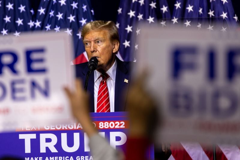 Republican presidential candidate Donald Trump faces some obstacles in his effort to win Georgia. They include the 20,000 voters who cast ballots for his GOP rival Nikki Haley in the Georgia primary after she ended her campaign. (Arvin Temkar / arvin.temkar@ajc.com)