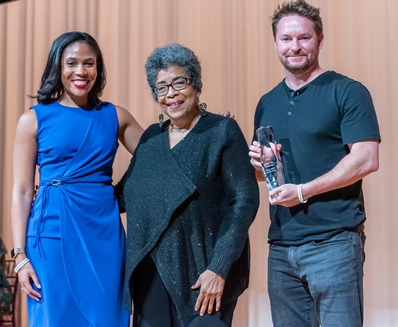 BronzeLens Artistic Director Deidre McDonald with 2022 best feature directors Marchelle Thurman (center) and Casy Nelson (right).
(Courtesy of BronzeLens Film Festival)