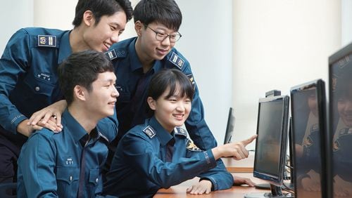 Students at Korean National Police University, which awards four-year college degrees to graduates in exchange for four years' service as police officers.