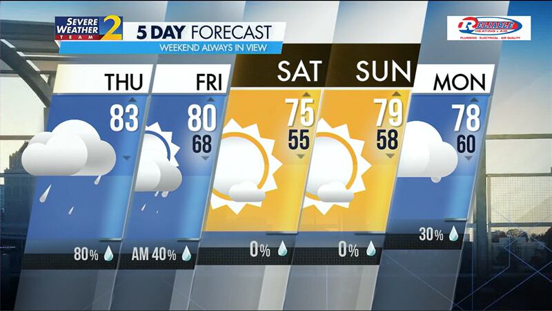 Five-day forecast for May 9, 2024.