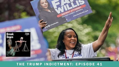 Fulton County District Attorney Fani Willis waves from last month's Inman Park Parade. Willis and Superior Court Judge Scott McAfee are each up for election, the subject of the latest episode of the AJC's "Breakdown" podcast. (Elijah Nouvelage for The Atlanta Journal-Constitution)