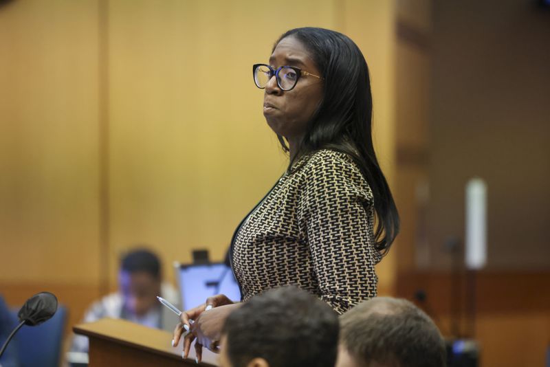 Fulton County prosecutor Simone Hylton during the Atlanta Rapper Young Thug trial at the courtroom of Judge Ural Glanville at the Fulton County Courthouse, Friday, March 22, 2024, in Atlanta. (Jason Getz / jason.getz@ajc.com)