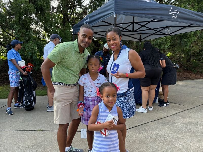 The Turner Family from Virginia-Highland was out in full force at Eastside Golf's Community Golf Day with dad and mom, Corey and Samira Turner, and daughters Corinne and Nia (front). at Charlie Yates Golf Course in Atlanta, Aug. 3, 2024. (Photo by Stan Awtrey)