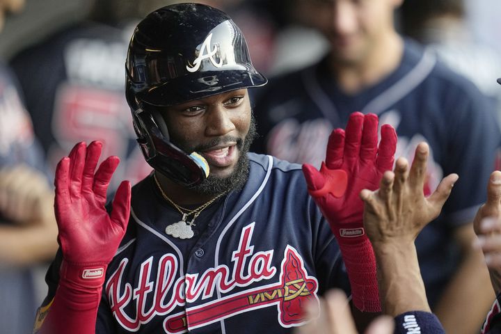 Ronald Acuna Jr. grounds out, third baseman Maikel Franco to first