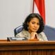 District Two Commissioner Jerica Richardson is seen at a Cobb County Board of Commissioners meeting in Marietta on Tuesday, September 27, 2022.   (Arvin Temkar / arvin.temkar@ajc.com)