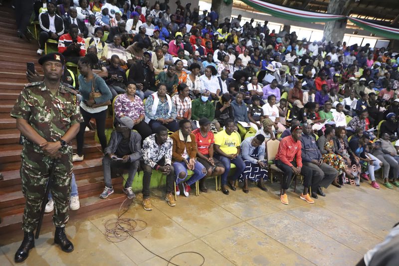 Members of the public attend a public forum for an impeachment motion against Kenya's deputy president Rigathi Gachagua, at Bomas of Kenya, in Nairobi, Friday, Oct. 4, 2024. (AP Photo/Andrew Kasuku)