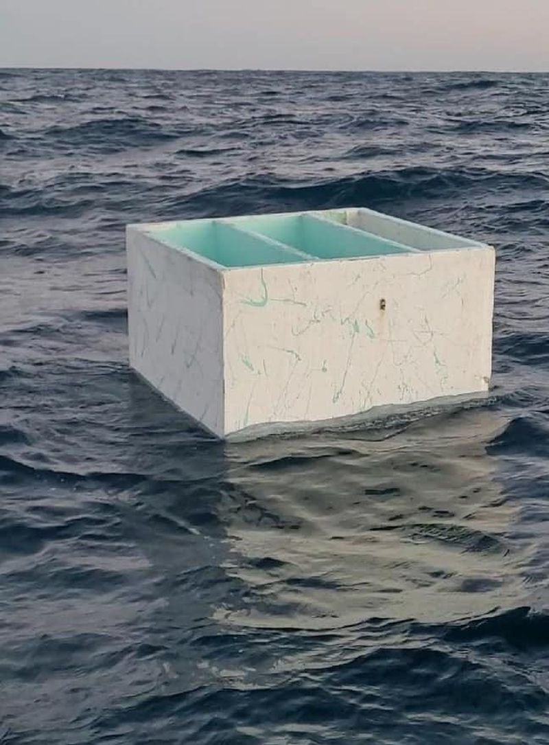 The fish box from the boat that went missing of the Georgia coast alongside three men in October 2023.