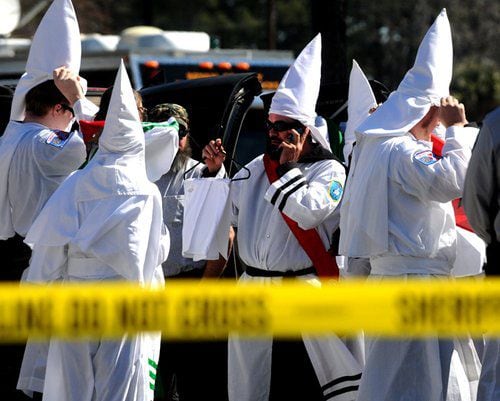 Mixed crowd at Ku Klux Klan rally in Georgia